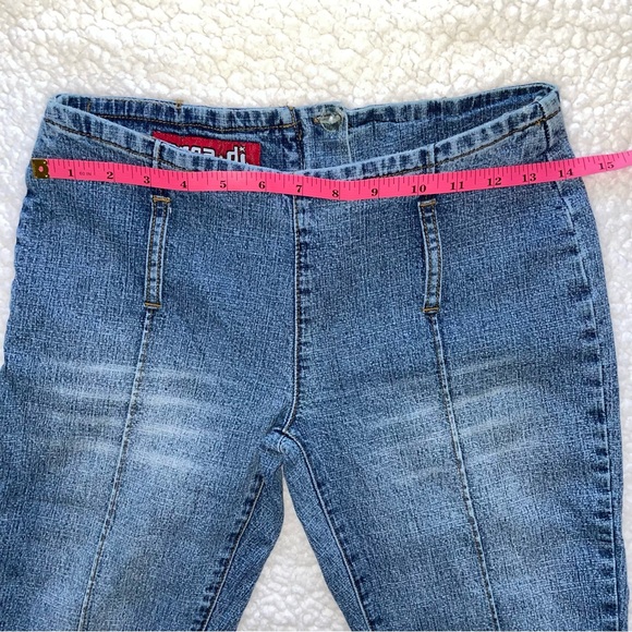 Zana Di low rise Y2K jeans denim back zipper belt loops flares with zippers sz 3 - Picture 9 of 10